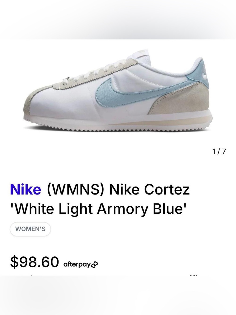 Nike Women’s Cortez - White & Light Blue